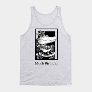 Alligator & Crystal Cake - Much Birthday - Black Outlined Version Tank Top